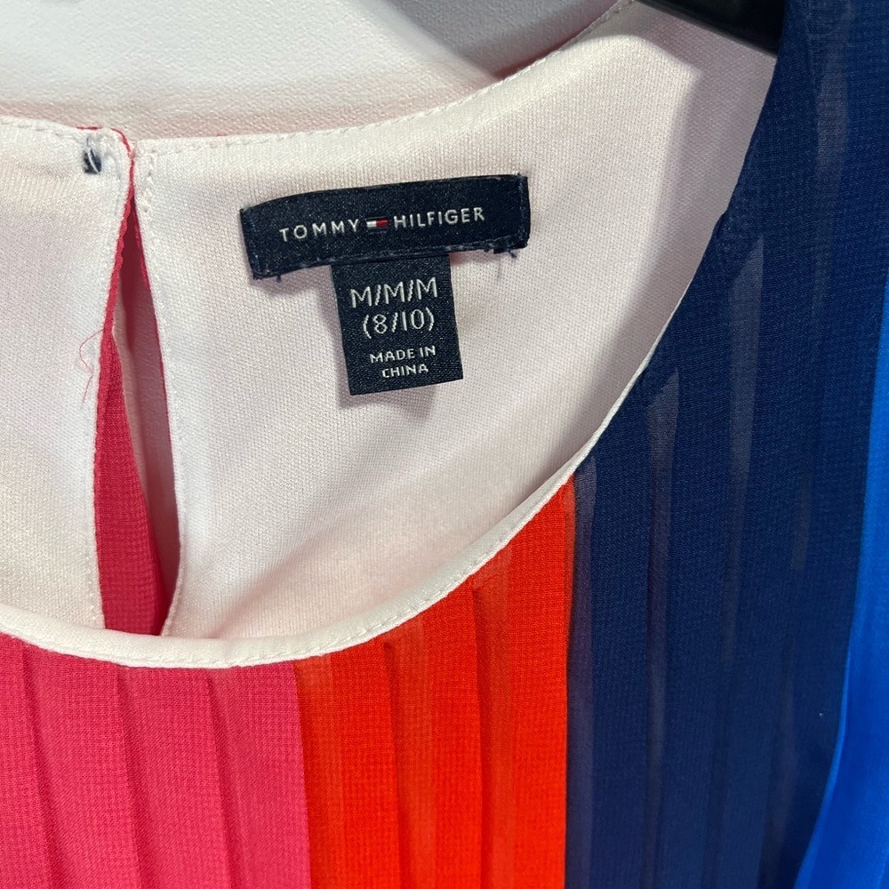 Tommy Hilfiger Girls Size 8-10 Royal + Navy Blue and Pink + Red Dress - Picture 3 of 11
